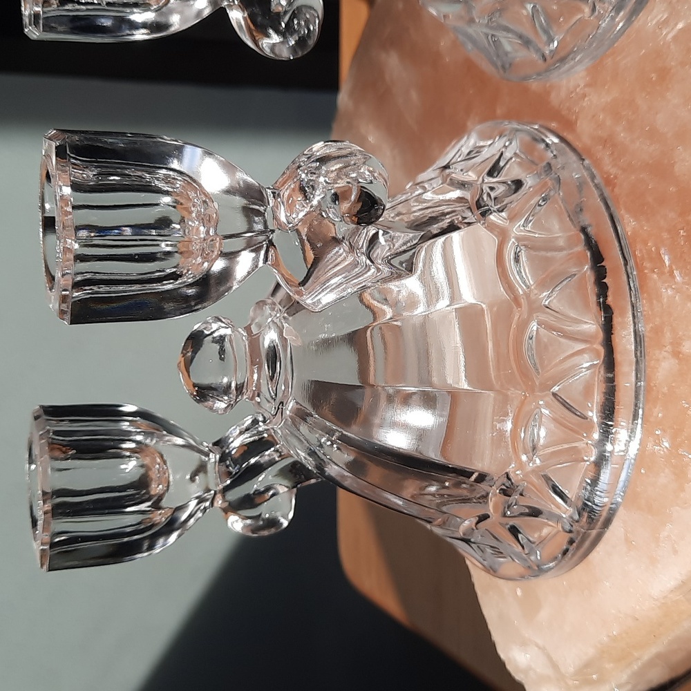 A Pair of Vintage Imperial glass Crystal Double Candlestick holders - Picture 3 of 5